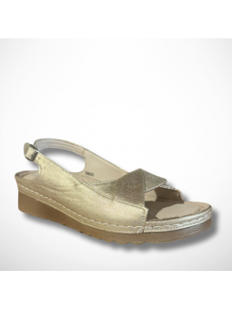 Złote sandały ze skórzaną...