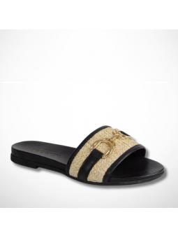 Czarno-słomiane klapki...