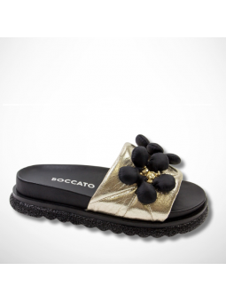 Złote klapki skórzane z...