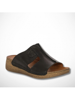 Czarne klapki skórzane na...