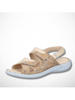 Beżowe sandały skórzane na...