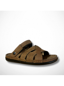 Brązowe klapki męskie z...