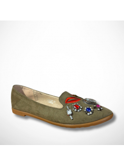 Zielone mokasyny zamszowe z...