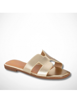 Złote klapki damskie z eko...