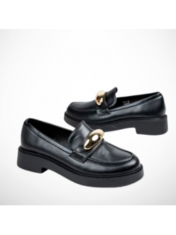 Czarne mokasyny damskie z...