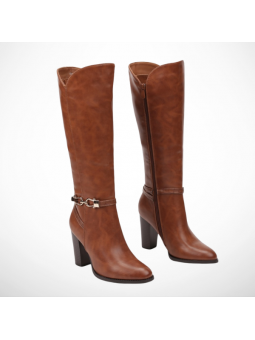 Camelowe kozaki damskie na...