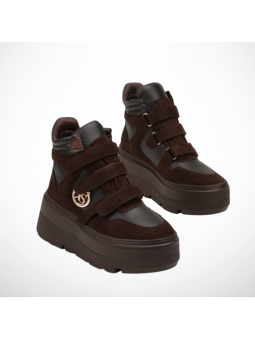 Brązowe botki sneakersy na...