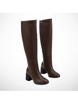 Brązowe kozaki damskie z...