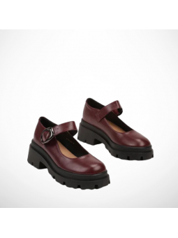 Bordowe Półbuty Damskie Na...