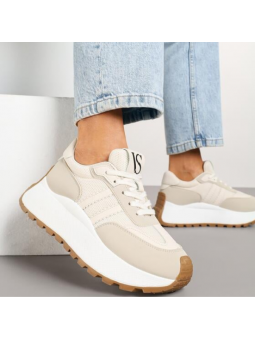 Beżowe Sneakersy Damskie Na...