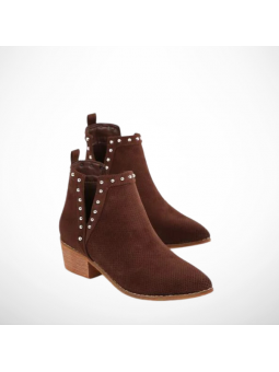 Brązowe botki damskie na...