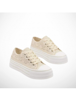 Beżowe trampki damskie na...