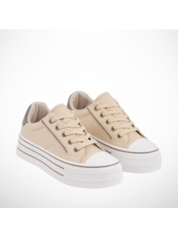 Beżowe Trampki Damskie Na...