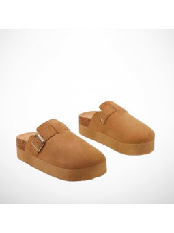 Camelowe Klapki Damskie Na...