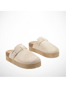 Beżowe Klapki Damskie Na...