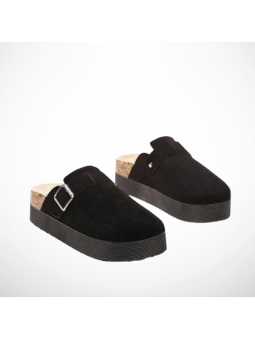 Czarne Klapki Damskie Na...