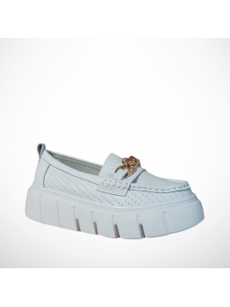 Białe Ażurowe Mokasyny...