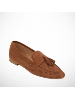 Camelowe Ażurowe Mokasyny...