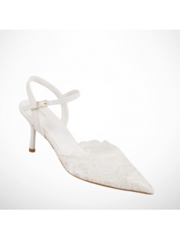 Białe Koronkowe Szpilki z...