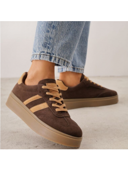 Brązowe sneakersy damskie z...