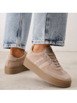 Beżowe sneakersy damskie z...