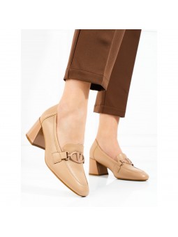 Beżowe półbuty damskie na...