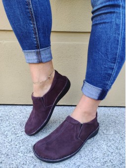 Skórzane bordowe półbuty...