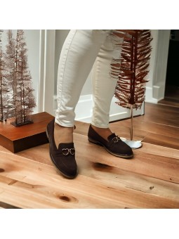 Brązowe skórzane półbuty...