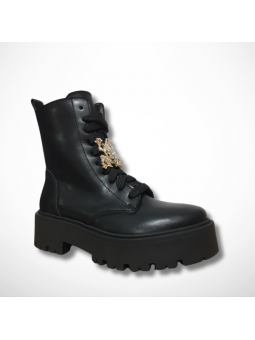 Czarne botki skórzane na...