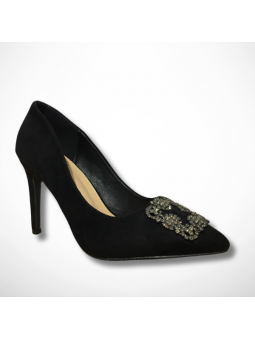 Czarne zamszowe szpilki z...