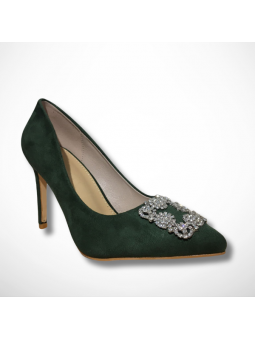 Zielone zamszowe szpilki z...