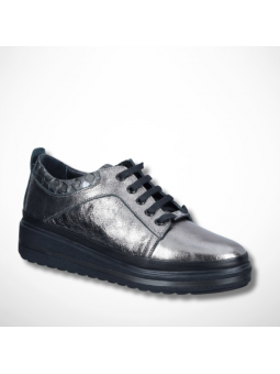 Srebrne skórzane sznurowane...