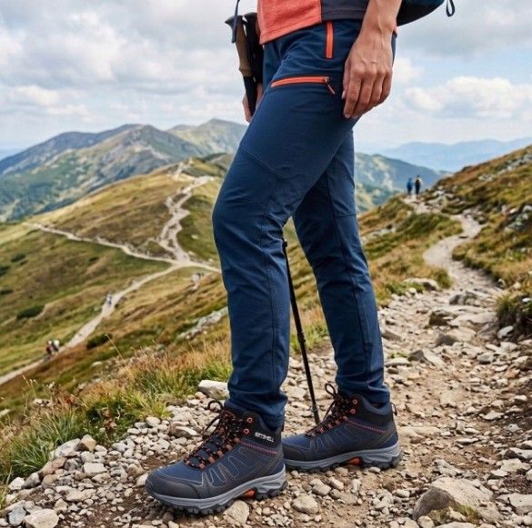 Granatowe Wodoodporne Buty Trekkingowe Z Membraną Softshell 4008